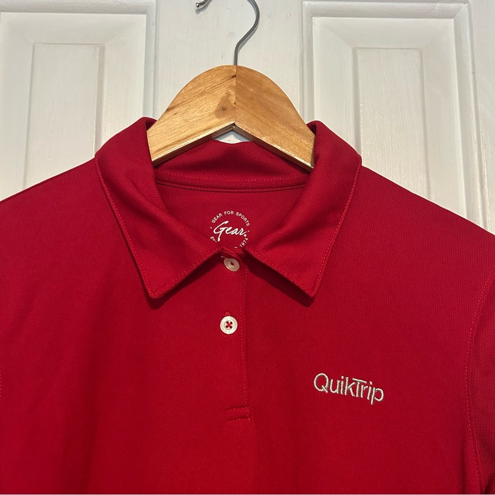 QuickTrip Long Sleeve Red Embroidered Polo Work Shirt | Women’s Size Small
